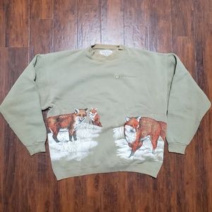Vintage 90s Animal print Foxes Crewneck.